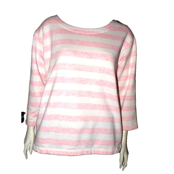 Vineyard Vines Pink White Striped Woman Sweatshirt Medium Comfort Pullover - Picture 1 of 11